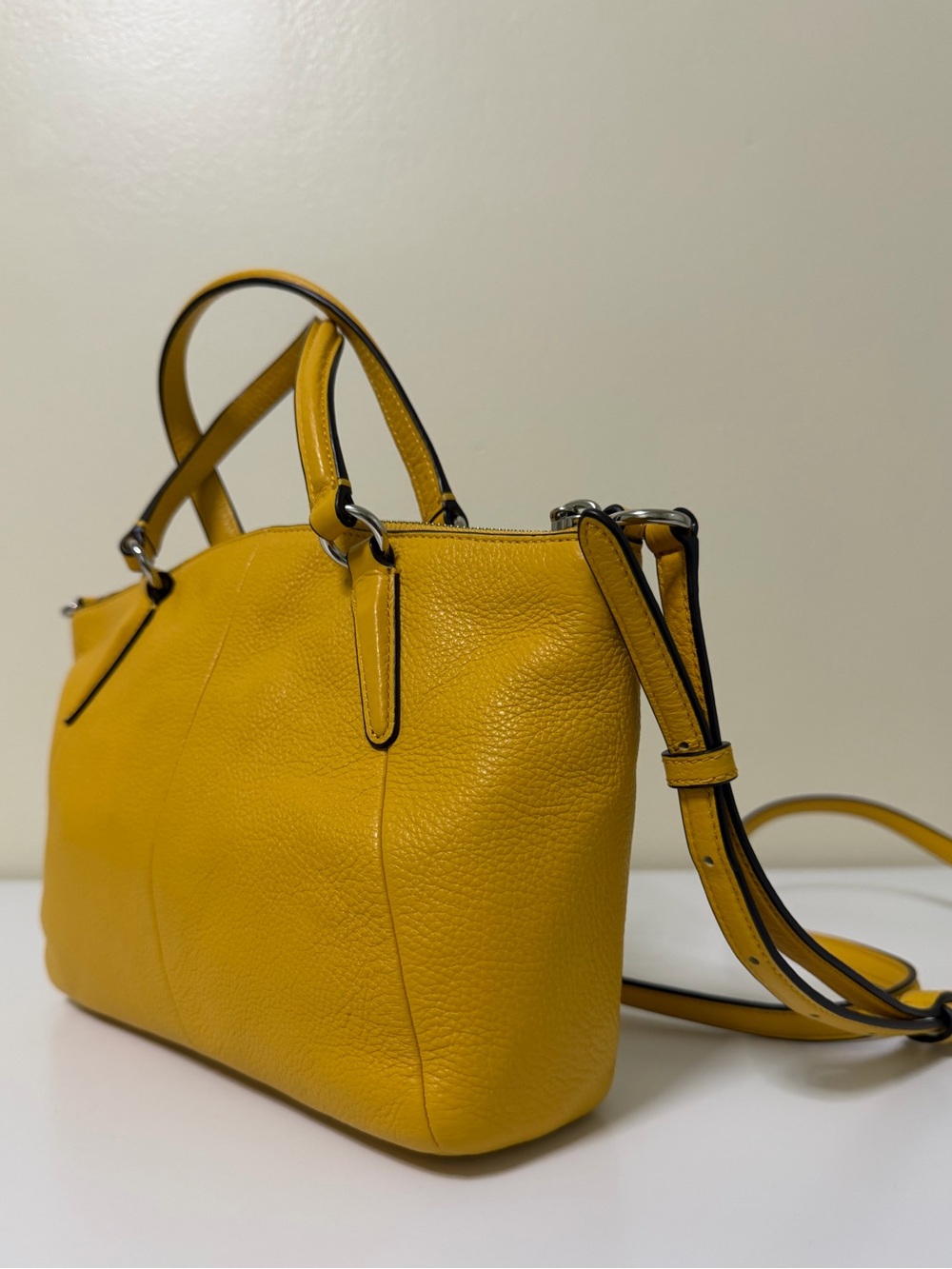 Coach Mini Kelsey Satchel Pebble Leather Mustard Yellow Style# F57563 - Picture 7 of 12